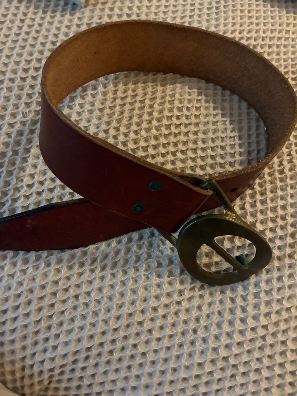 Leather Women's Belt in Dark Brown with Brass Buckle